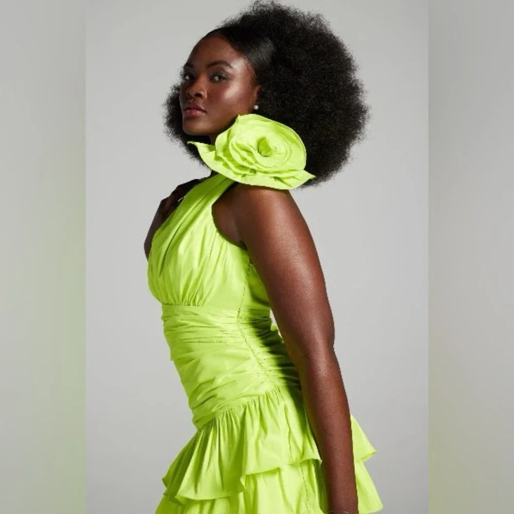 NWT Lord & Taylor Gabrielle Union Asymmetric Bare Shoulder Rosette Dress… - Picture 2 of 6